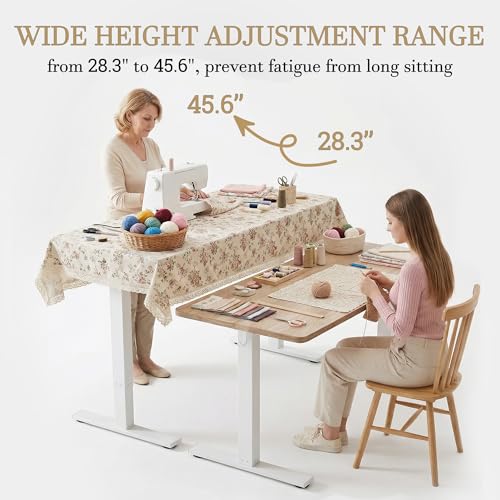 Electric Adjustable Sewing Table, 63" x 24" Standing Craft Desk with Memory