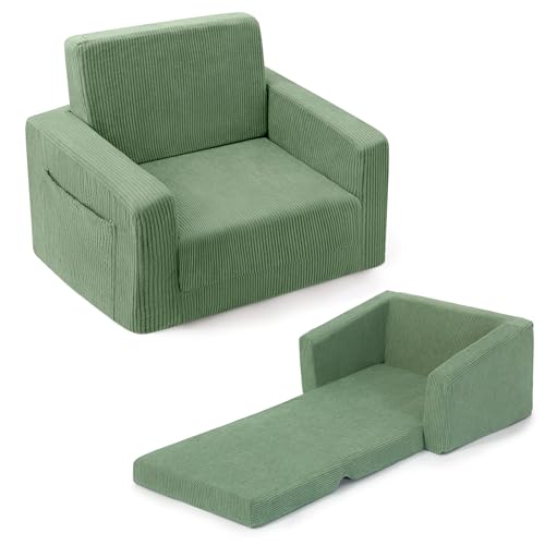 2-in-1 Foldable Kids Sofa Chair, Convertible Foam Couch for Playrooms