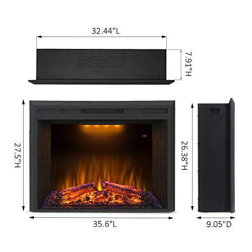 36-Inch Electric Fireplace Insert with Sound and Remote Control