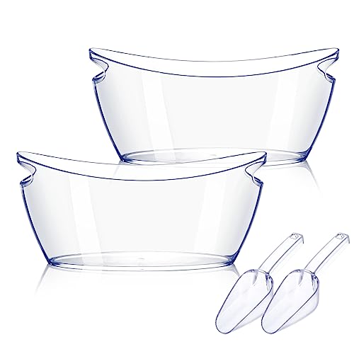 Tchrules Clear 5.5L Ice Bucket Set for Parties with Scoops - 2 Pcs