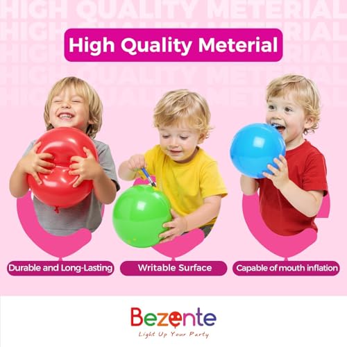 Bezente Assorted Latex Rainbow Balloons 100 Pack 12 Inch Party Decor