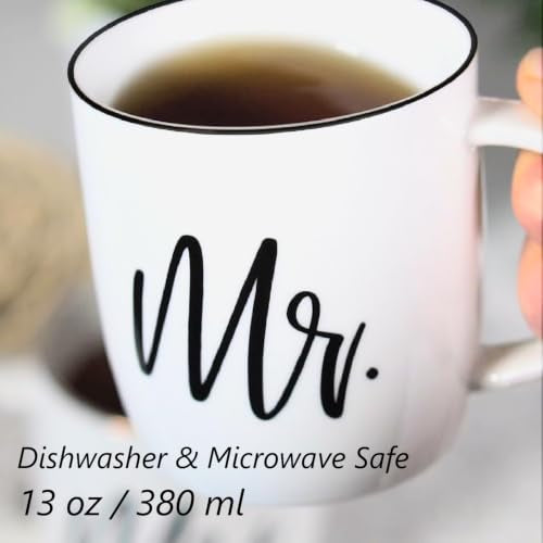 Mr. & Mrs. Coffee Mug Set 13oz Ceramic Couples Gift Ready to Gift