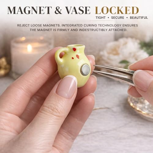 Hand-Blown Mini Vase Magnets for Fridge - Set of 10 Glass & Ceramic Bud Vases