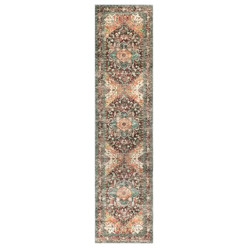 2x8 Washable Runner Rug, Non-Slip Boho Vintage Hallway Kitchen Carpet
