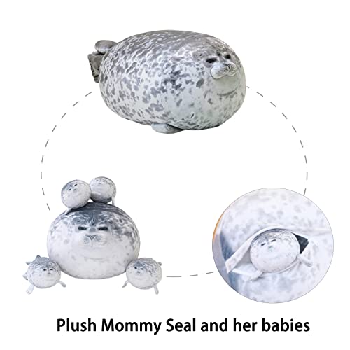 Chubby Seal Plush Family Set with 4 Removable Baby Seals