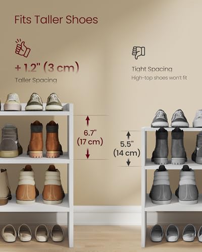 3-Tier Stackable Shoe Rack, Modern Minimalist Entryway & Closet Organizer