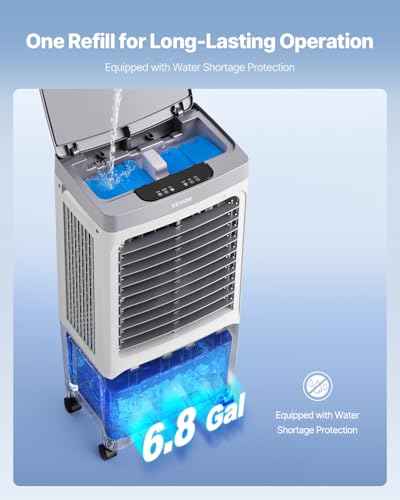 Evaporative Air Cooler 1800 CFM Swamp Cooler with 6.8 Gal Tank & Remote