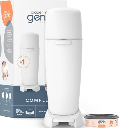 Hands-Free Odor-Lock Diaper Disposal Pail with Refill and Carbon Filter