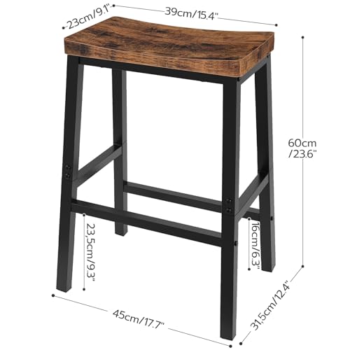 Industrial Saddle Bar Stools - 23.6 Inch Counter Height Set of 2