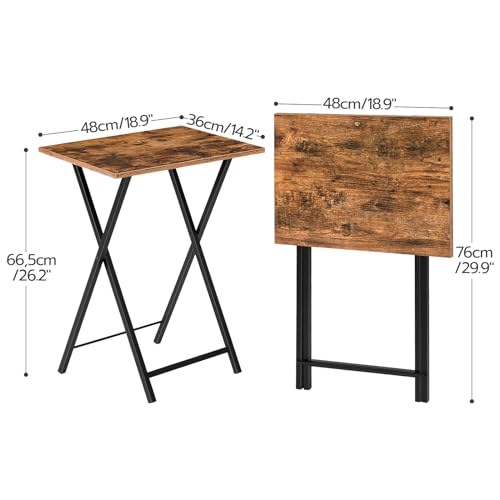 Folding TV Tray Tables Set of 2 - Industrial Side Table for Small Spaces