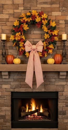 Orange Striped Wreath Sash for Front Door - 5.12" x 54" Fall Decor