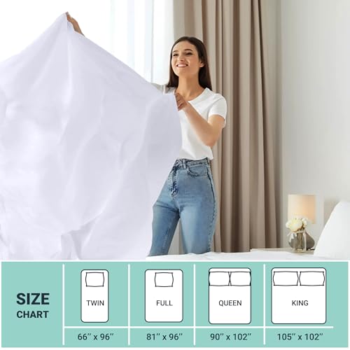 Twin Flat Bed Sheets, 4 Pack White Brushed Microfiber Hypoallergenic 66x96
