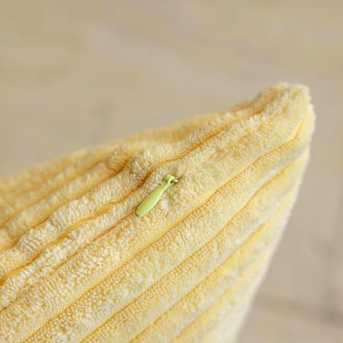 Home Brilliant Striped Corduroy Throw Pillow Covers - Set of 2, 18x18 Light Yellow