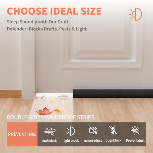 Under Door Draft Stopper & Soundproof Door Bottom Seal, 28-32 In, Black