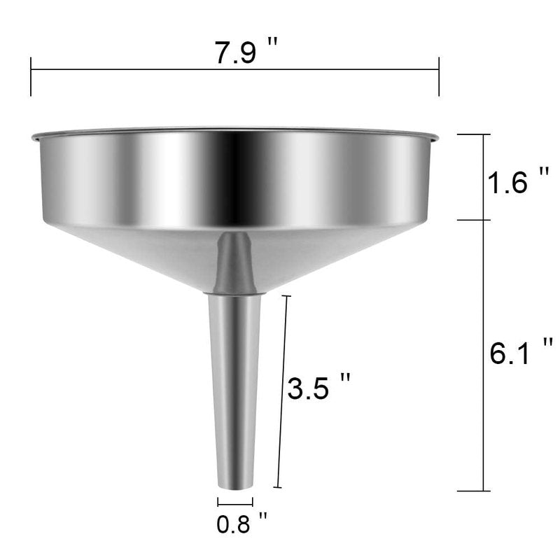 Super Large Stainless Steel Large Funnel with Detachable Strainer/Filter for Cooking Oil and Transmission Liquid and Powder, Food Grade Metal Kitchen Funnels