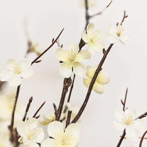 4 Pcs 39-Inch Artificial Cherry Blossom Branches, Silk White Flower Stems