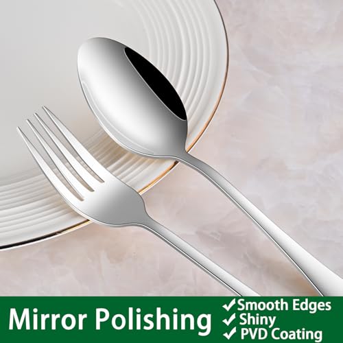 24-Piece Stainless Steel Silverware Set with Steak Knives for 4 People