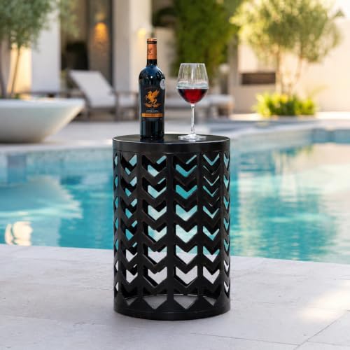 3-Piece Round Metal Nesting Side Tables, Stacking Patio Accent Tables
