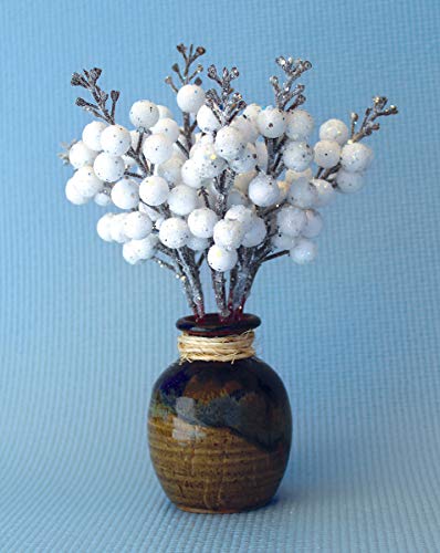 Frosted White Berry Picks for Christmas Decorations - 8 Pack