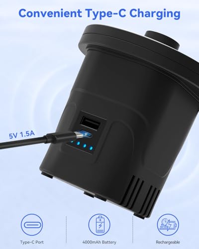 4000mAh Rechargeable Portable Air Pump for Inflatables & Air Mattresses