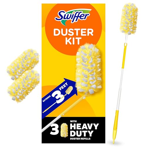 Swiffer Heavy Duty Duster Kit with 3 ft Extendable Handle and 3 Refills