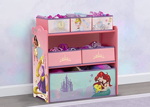 Disney Princess 6 Bin Kids Toy Storage Organizer with Stickers