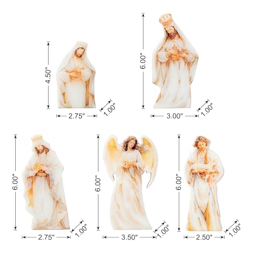13-Piece Nativity Scene Set with Arch, Hand-Painted Resin Christmas Decor