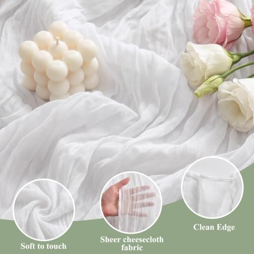 Wokceer 6 Pack Ivory Cheesecloth Table Runner 17x108 Inches for Elegant Dining
