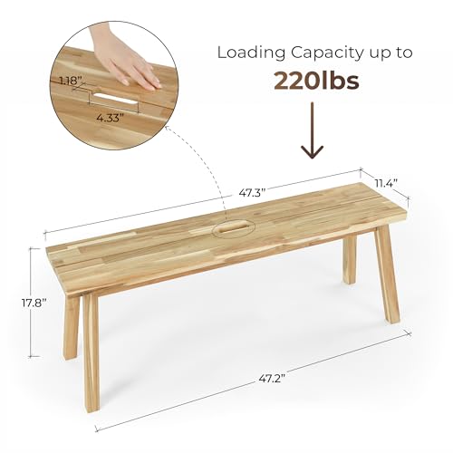 47-Inch Solid Acacia Wood Bench for Entryway, Dining, or Plant Stand