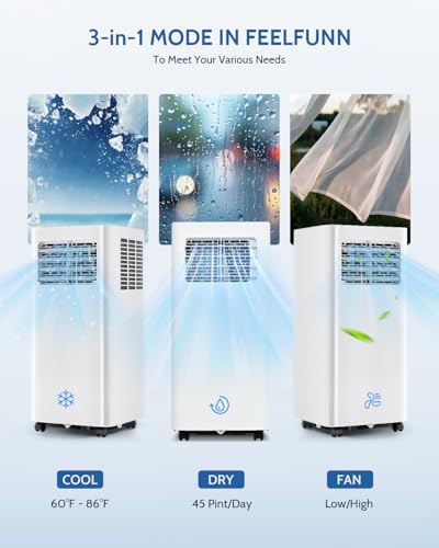 8,000 BTU Portable Air Conditioner 3-in-1 AC Unit with Remote and Window Kit