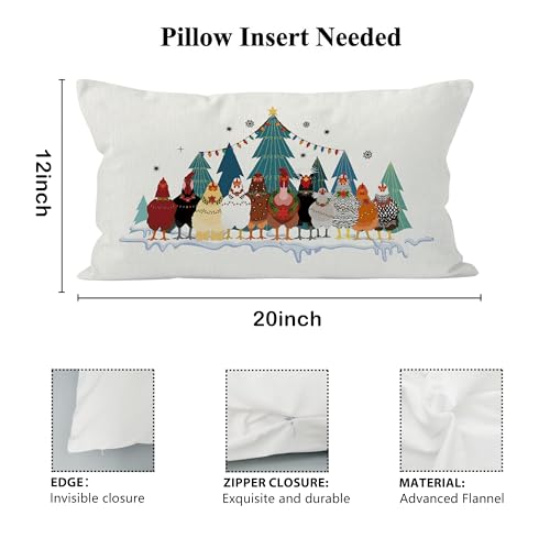 QGFM Christmas Chicken 20x12 Throw Pillow Cover – A-pillow Cover, Farmhouse Decor