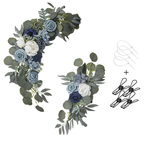 Artificial Wedding Flower Swag Set, Navy and Dusty Blue Floral Decor