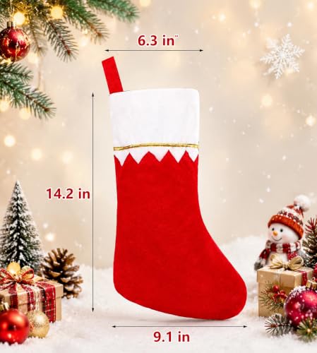 Christmas Stockings Bulk 24 Pack, 15-Inch Red Felt Santa Stockings for Fireplace