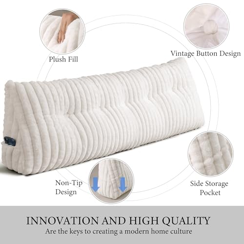 Queen Wedge Pillow with Back Support | Soft Reading Cushion in Beige
