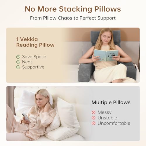 19'' Reading Pillow with Adjustable Arms & XL Side Pockets