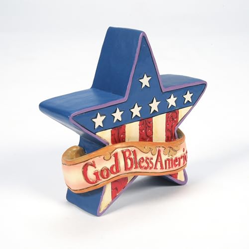 Enesco Jim Shore Heartwood Creek Patriotic Star America Miniature Figurine - Stone Resin Hand Painted Crafted Collectible Decorative USA Mini Figurines Home Decor Statue, 3.6 Inch