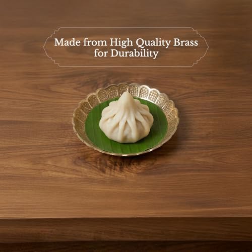 Solid Brass Nakshi Decorative Plates for Puja - 7 cm, Set of 3