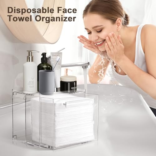 Clear Acrylic Disposable Facial Towel Holder Wall-Mounted Storage Box