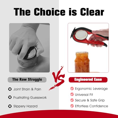 KuuCare Multi-Use Jar Opener for Seniors & Arthritis - Red