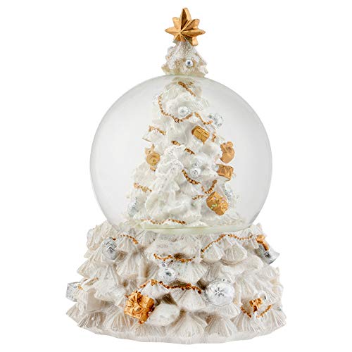 Revolving Christmas Tree Musical Snow Globe - 100mm Wind-Up Holiday Decor