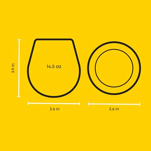 Stemless Wine Glasses - 15 Ounce Shatter-Resistant Set of 4
