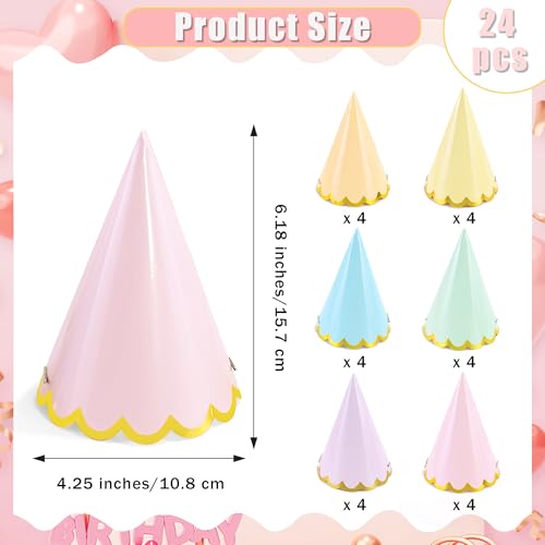 24-Piece Pre-Assembled Party Hats for Adults and Kids, Bulk Party Favors