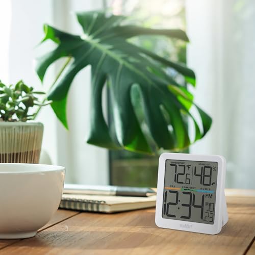 Indoor Comfort Meter with Time & Humidity Readings - Wall, Table & Magnetic Mount