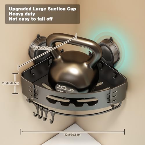 2-Pack Corner Shower Caddy with Suction Cup - Rust-Proof Aluminum Organizer