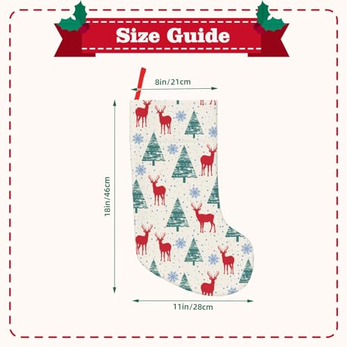 BEIQIEMWONG Deer Snowflake Tree Christmas Stocking 18 Inch Plush Holiday Decor