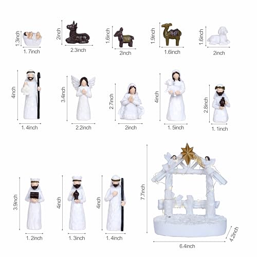 14-Piece LED Lighted Christmas Nativity Scene Set with Manger & Holy Family