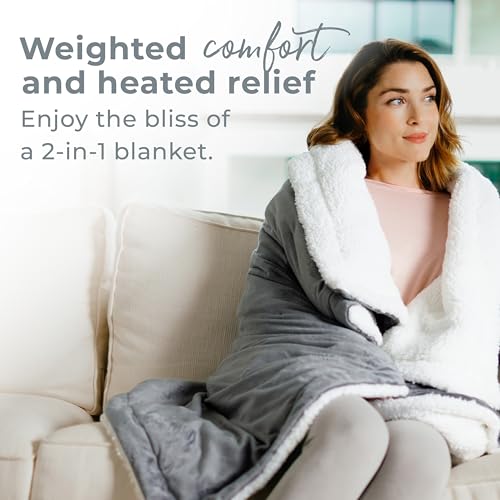 Heated Weighted Blanket - 2-in-1 Cozy Micromink & Sherpa, 13 lbs