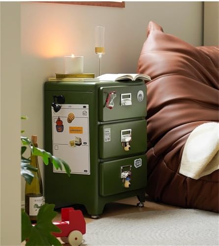3-Drawer Nightstand, Minimalist Bedside Table in Light Green