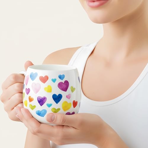 Glen Mila Cute 11oz Heart Pattern Bone China Coffee Mug
