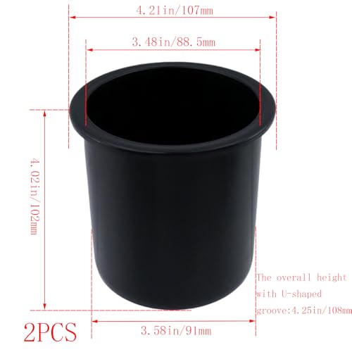 2-Pack Black Recessed Cup Holder Inserts for Sofas, Poker Tables, and RVs